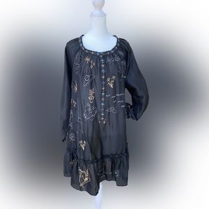 Johnny Was Yogi Embroidered Friday Dress - NWT - 100% Silk - M